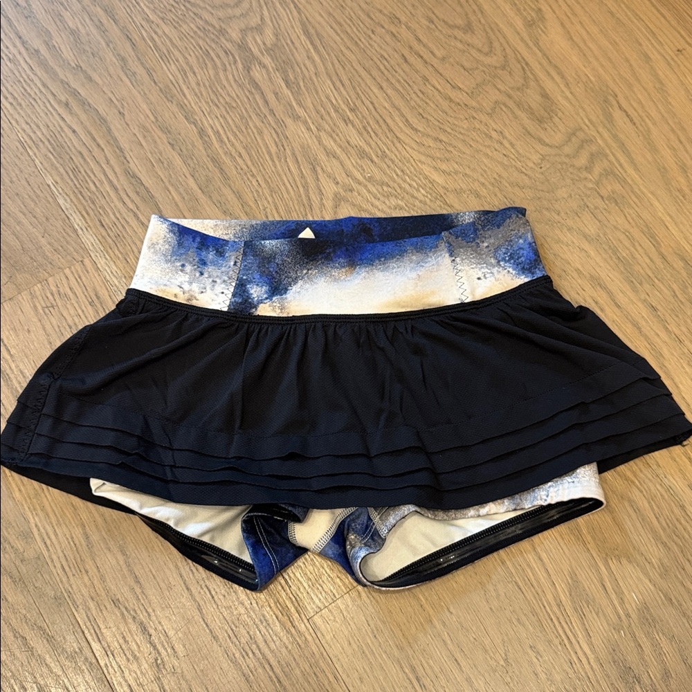 lululemon athletica Black Skort Shorts with Blue and White Waistband